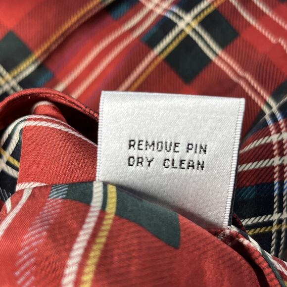 Talbots Silk Plaid Sleeveless Blouse Tank Top Womens 8 Red Tartan Cowl Ruched - Picture 9 of 10